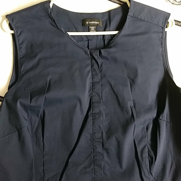 Le Chateau Dark Navy sleeveless blouse - Picture 6 of 7